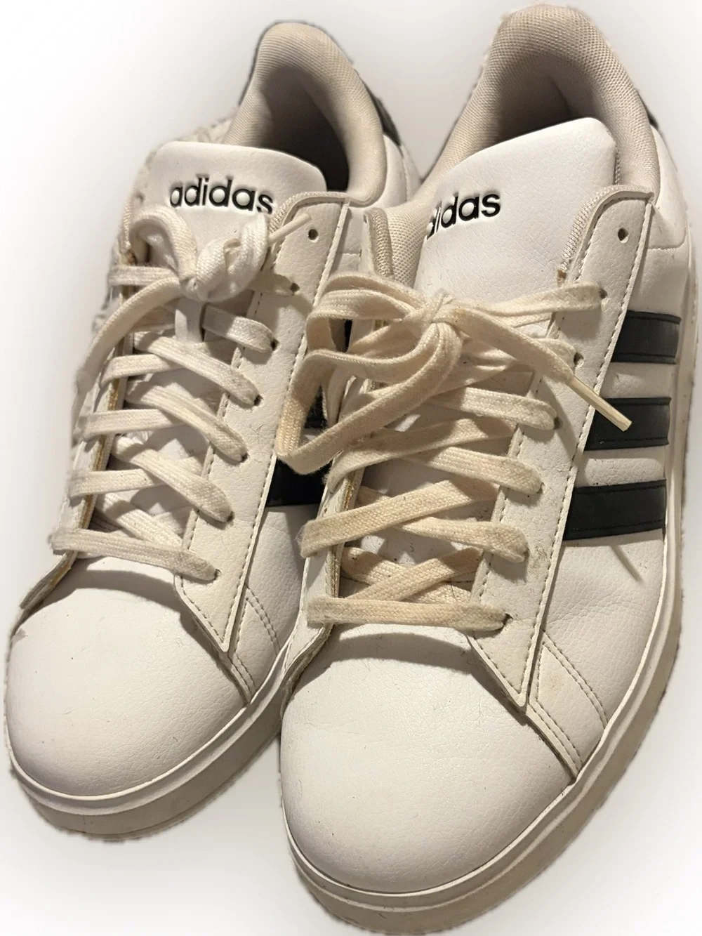adidas White Sneakers with Black Stripes